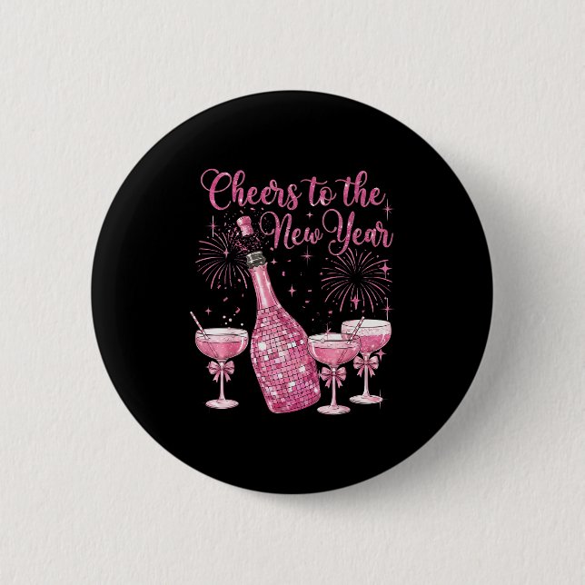 Badge Rond 5 Cm Cheer To The New Year Happy New Year 2026 Party  (Devant)
