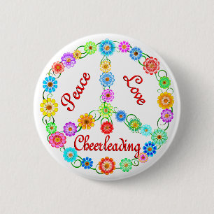 Badge Rond 5 Cm Cheerleading d'amour de paix