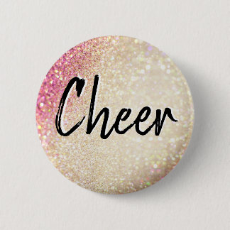 Badge Rond 5 Cm Cheerleading Faux Gold and Pink Glitter