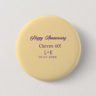 Badge Rond 5 Cm Cheers 40 happy anniversary purple orange pastel n