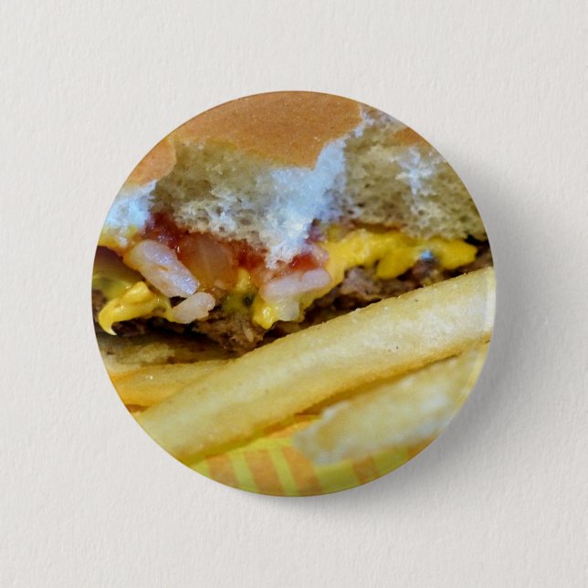 Badge Rond 5 Cm Cheeseburger et Fries (Devant)