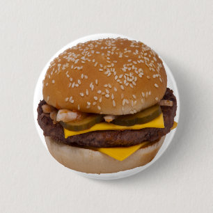 Badge Rond 5 Cm Cheeseburger Sur Le Sesame Seed Bun
