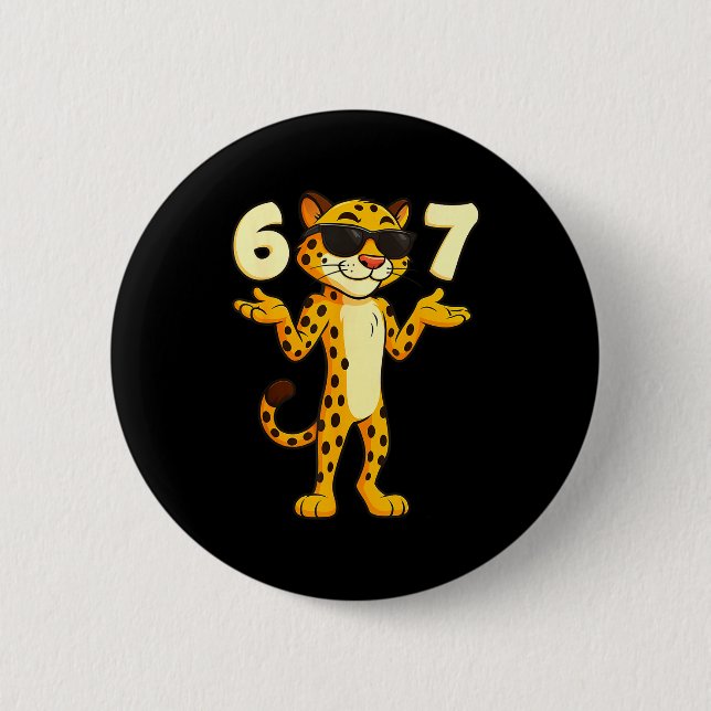 Badge Rond 5 Cm Cheetah 67 Meme Funny Kids Teens Gen Alpha Slang 6 (Devant)