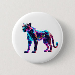 Badge Rond 5 Cm Cheetah en Verre Lumineux - Unique Maison de Luxe