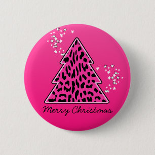 Badge Rond 5 Cm Cheetah Leopard rose Arbre de Noël