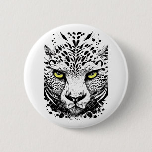 Badge Rond 5 Cm Cheetah Wild Animal Nature Illustration Art tatoua