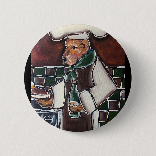 Badge Rond 5 Cm Chef Airedale (Devant)