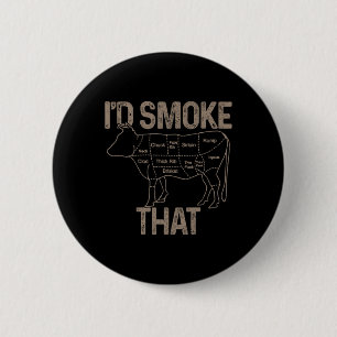 Badge Rond 5 Cm Chef Boucher Cuisinier BBQ Je Fumerais Cette Vache