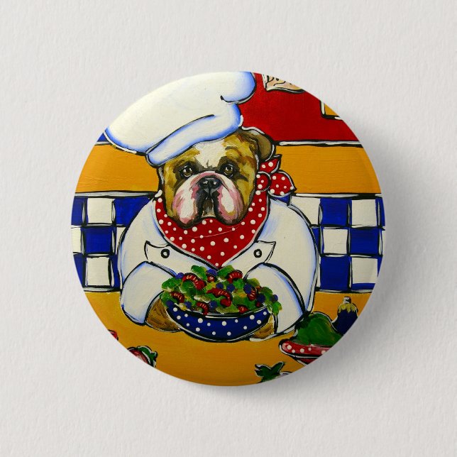 Badge Rond 5 Cm Chef Bulldog (Devant)