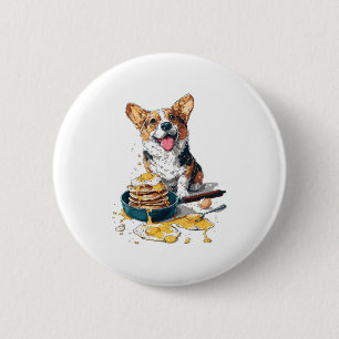 Badge Rond 5 Cm Chef Corgi - Drôle chien de Cuisine