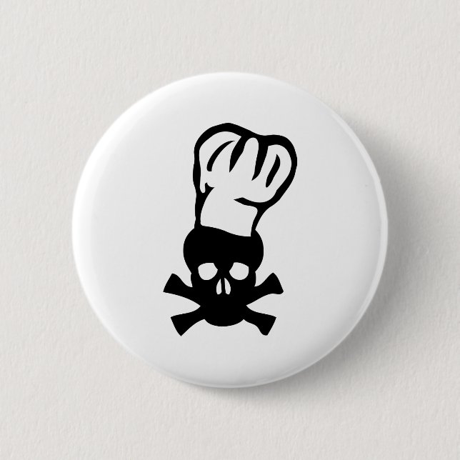 Badge Rond 5 Cm chef cuisinier noir (Devant)