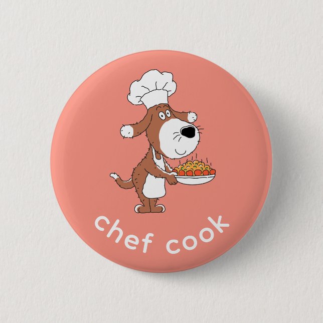 Badge Rond 5 Cm Chef Cute Mignonne Drôle Chien Chien Chien Puppy C (Devant)