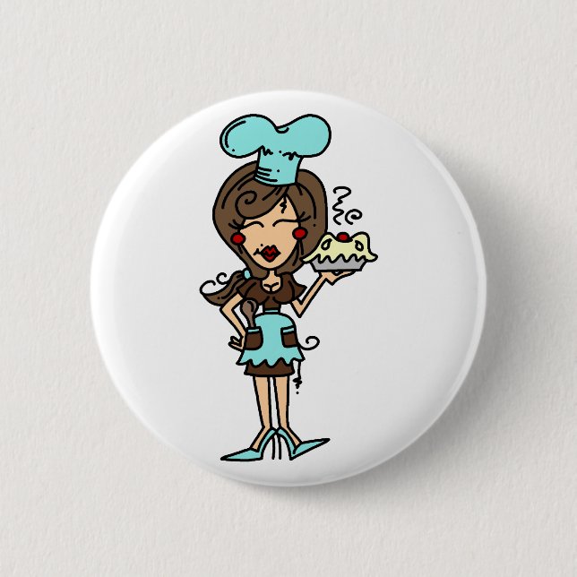 Badge Rond 5 Cm Chef de pâtisserie féminin - T-shirts et cadeaux (Devant)
