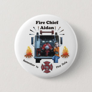 Badge Rond 5 Cm Chef des pompiers - bouton fait sur commande