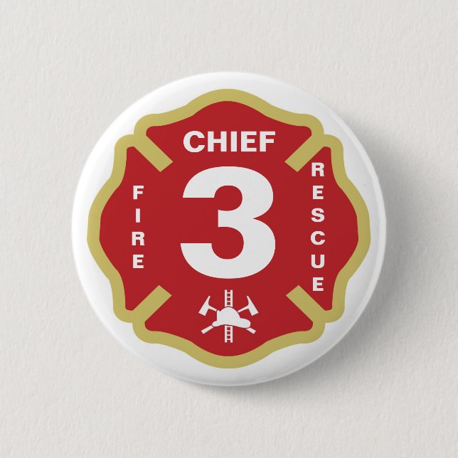 Badge Rond 5 Cm Chef des pompiers de bouton d'insigne (Devant)