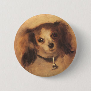 Badge Rond 5 Cm Chef d'un chien par Pierre Renoir, Art Vintage