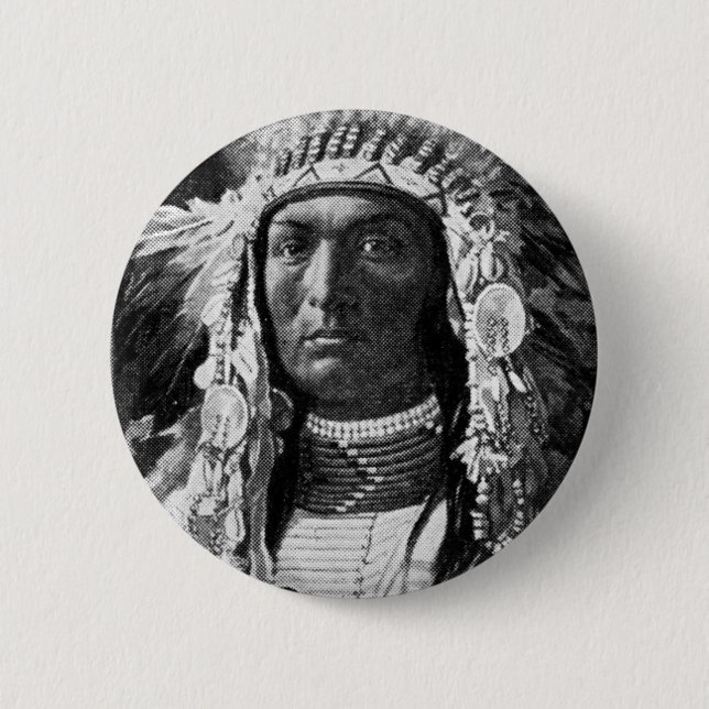 Badge Rond 5 Cm Chef indien américain (Devant)