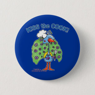 Badge Rond 5 Cm Chef Peacock, Kiss the Cook !