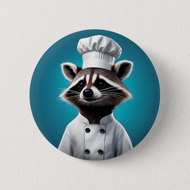 Badge Rond 5 Cm Chef Raccoon (Devant)