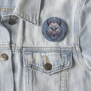 Badge Rond 5 Cm Chefs de loups avec décoration de boho