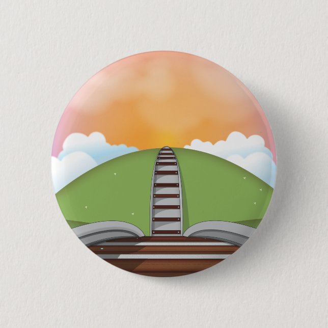 Badge Rond 5 Cm Chemin de fer (Devant)