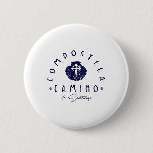 Badge Rond 5 Cm Chemin De Saint-Jacques Espagne Coquille Saint-Jac