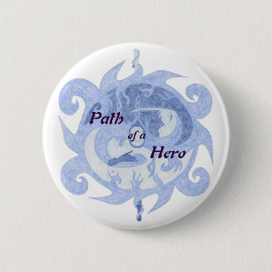 Badge Rond 5 Cm "Chemin emblème de héros" (avec le titre)