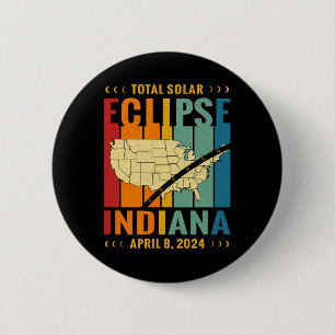 Badge Rond 5 Cm Chemin vintage De Totalité Éclipse Solaire 8 Avril
