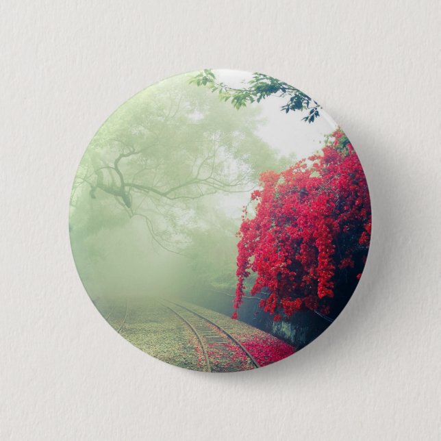 Badge Rond 5 Cm Chemins de fer Misty Photo Pittoresque (Devant)