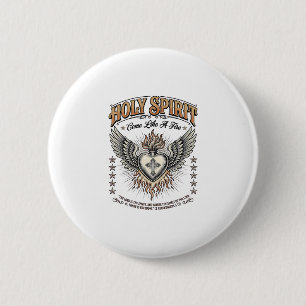 Badge Rond 5 Cm Chemise à cœur ailé gravure vintage Saint-Esprit_1