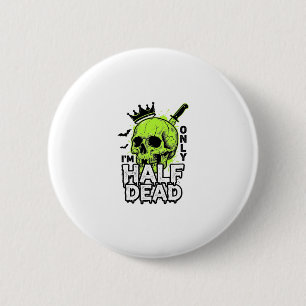 Badge Rond 5 Cm Chemise à gravure vintage Halloween crâne à moitié