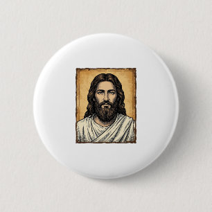 Badge Rond 5 Cm Chemise à motif de portrait religieux gravé vintag