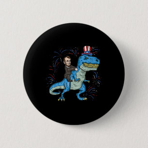 Badge Rond 5 Cm Chemise Abe Lincoln à cheval sur un dinosaure T-re