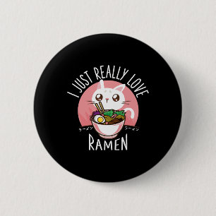 Badge Rond 5 Cm Chemise Anime Chat Ramen - Vêtements Kawaii Vêteme