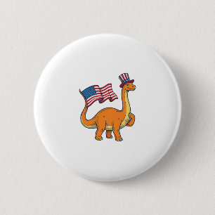 Badge Rond 5 Cm Chemise avec gravure vintage du drapeau de dinosau