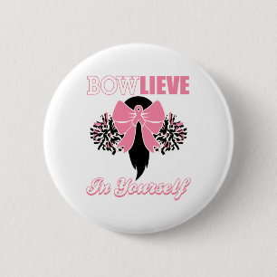 Badge Rond 5 Cm Chemise Cancer du Sein Rose Bow Cheer Cadeau