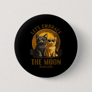 Badge Rond 5 Cm Chemise Chat Éclipse Solaire Totale Étreinte