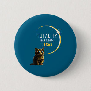Badge Rond 5 Cm Chemise Chat Éclipse Solaire Totale Texas