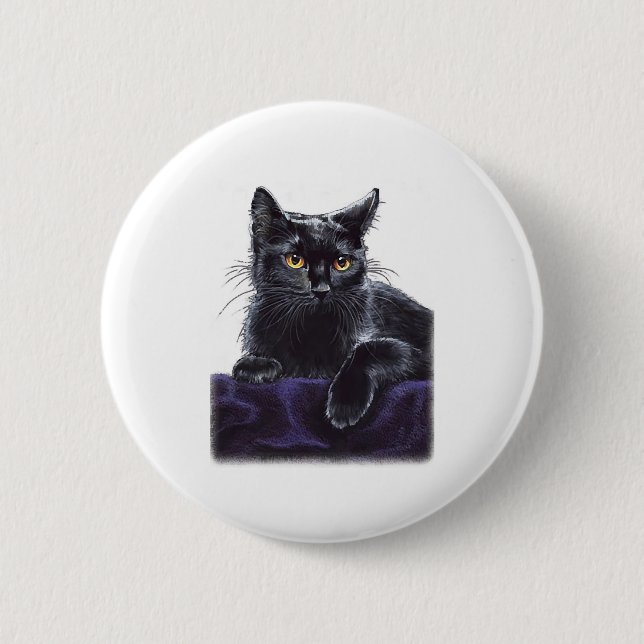 Badge Rond 5 Cm chemise chat noir (Devant)