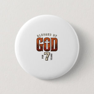 Badge Rond 5 Cm Chemise chrétienne vintage 7 ans bénie par Dieu