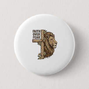 Badge Rond 5 Cm Chemise chrétienne vintage Croix Lion Foi Sur La P