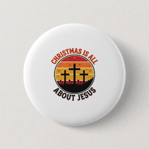 Badge Rond 5 Cm Chemise Christian Noël Jésus Coucher de soleil Cro