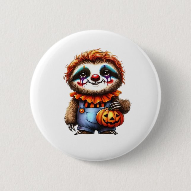 Badge Rond 5 Cm Chemise Clown Sloth Halloween surdimensionnée T-sh (Devant)