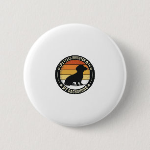 Badge Rond 5 Cm Chemise Dachshund Sunset Design Vintage Amoureux d
