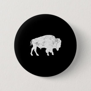 Badge Rond 5 Cm Chemise de amateur d'animaux de bison rétro Buffal