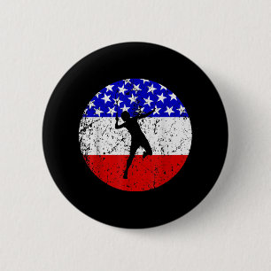 Badge Rond 5 Cm Chemise de badminton Drapeau Américain - Joueur de