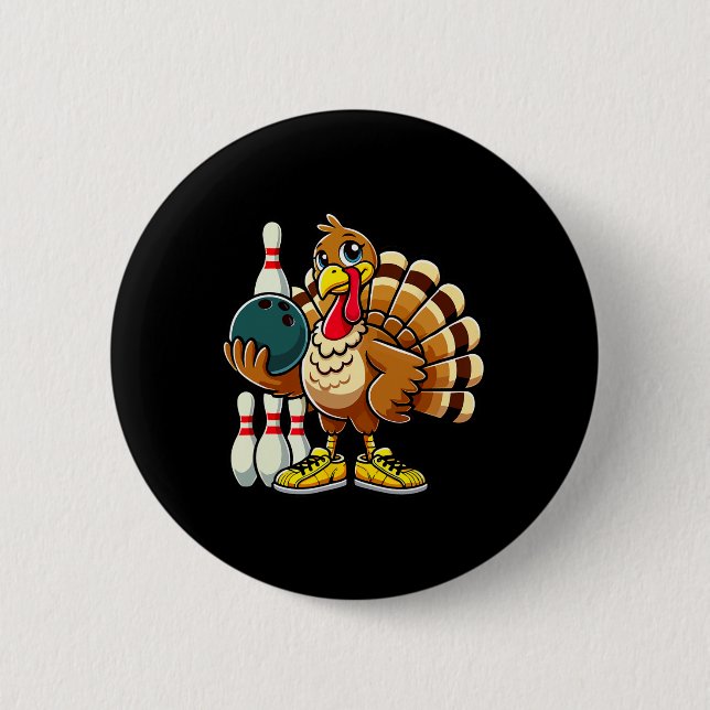 Badge Rond 5 Cm Chemise de Bowling Thanksgiving Femmes Hommes Drôl (Devant)