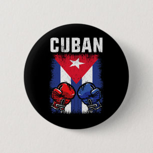 Badge Rond 5 Cm Chemise De Boxe Cuba Avec Gants Et Drapeau Cubain