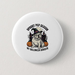 Badge Rond 5 Cm Chemise de Bulldog Halloween Chien Sorcière Mignon