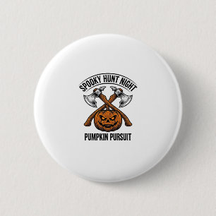 Badge Rond 5 Cm Chemise de chasse Halloween avec haches de citroui